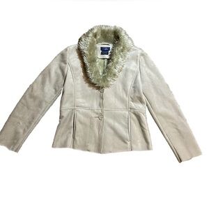 Vintage Rag Tan Coat Fur Trim Suede Jacket Women’s Large